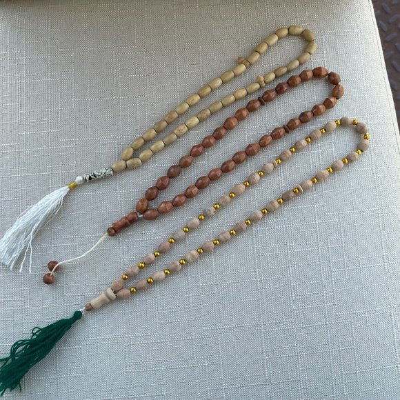 Pray Tasbeeh Lot of 3 Prayer Beads Islamic Religious Beads Handmade Wood - Picture 8 of 10